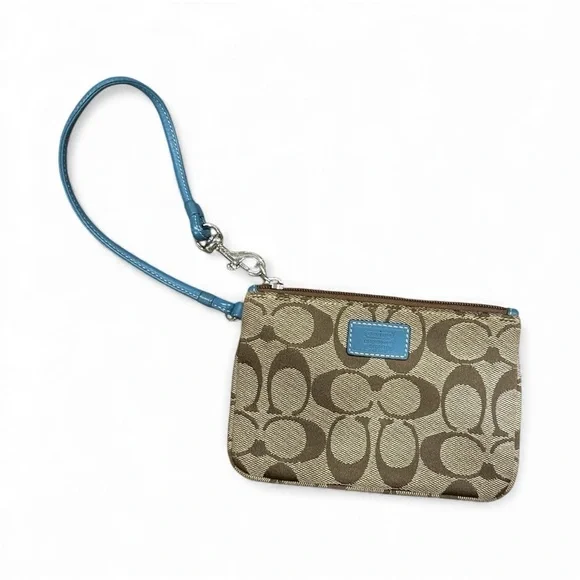 Coach Brown and Blue Wristlet - Picture 1 of 4